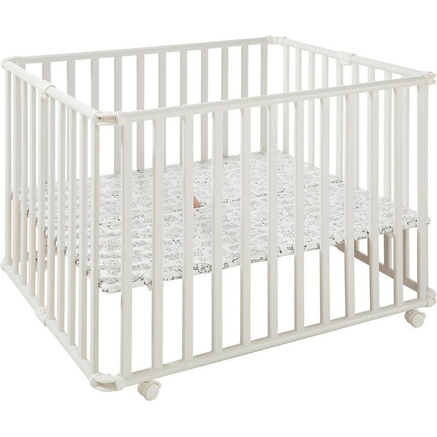 Parc bois pliable Ameli 106x94,5cm - Blanc  