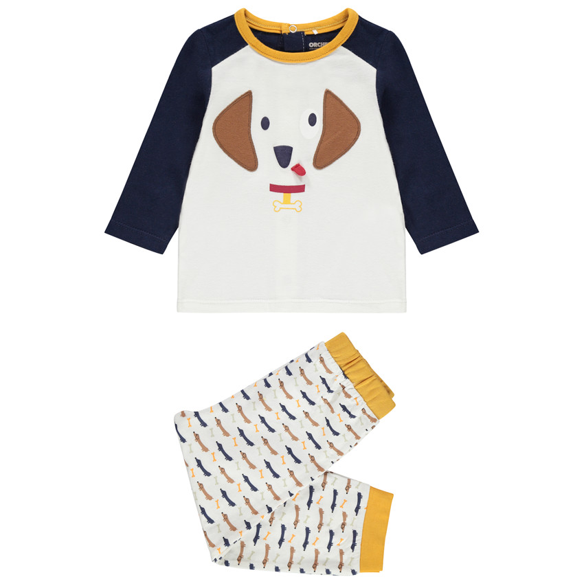 Pyjama en jersey avec chien brodé 