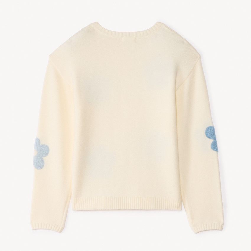 Pull tricot à fleurs en bouclettes 3D pour fille 