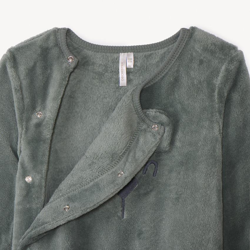 Surpyjama uni en sherpa avec ourson ludique pour bébé  