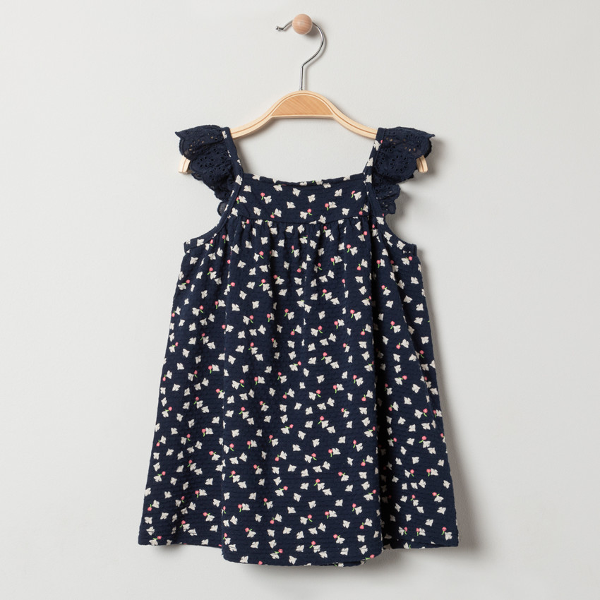 Tunique à manches en broderie anglaise et colombes imprimées 