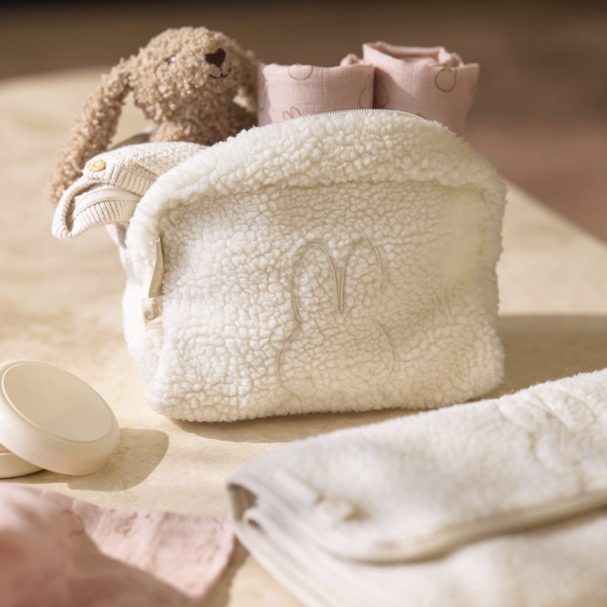 Trousse de toilette en sherpa bouclettes Teddy Miffy oatmeal 