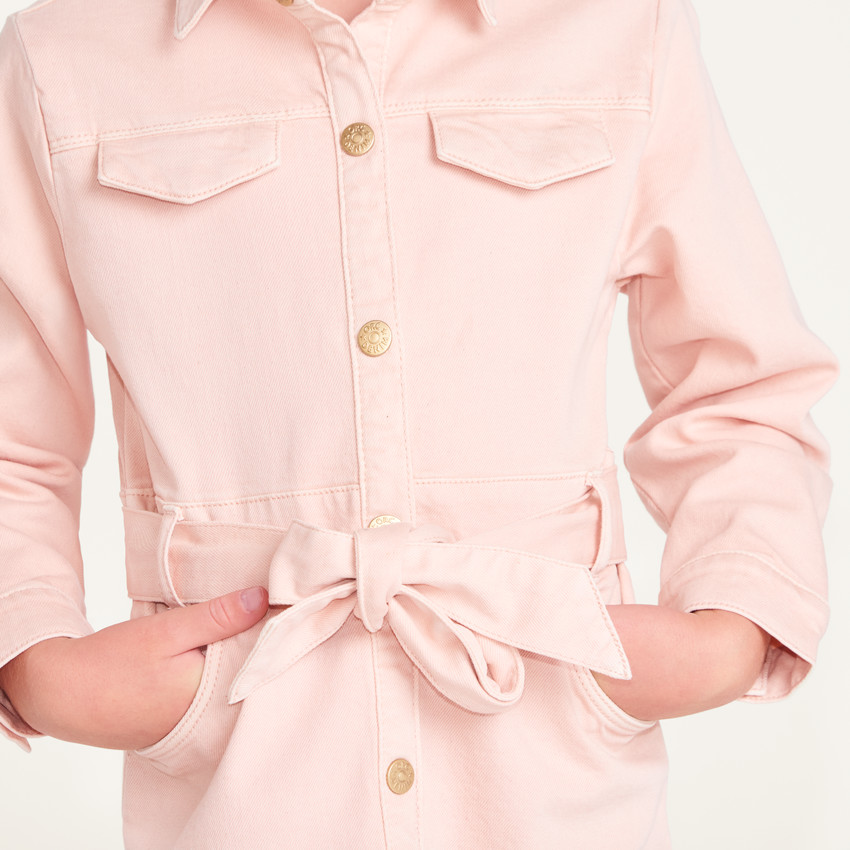 Robe denim manches longues colorée fille 
