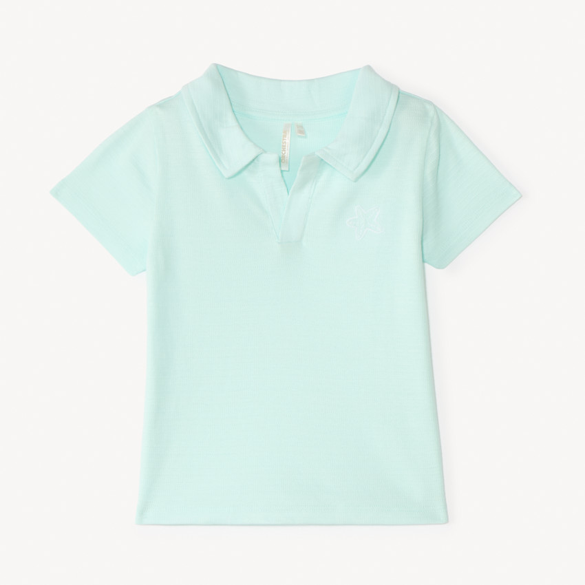 Polo manches courtes en jacquard avec broderie étoile de mer pour bébé garçon 