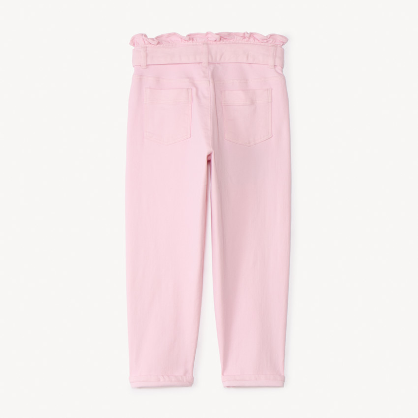 Jean paperbag uni à nouer pour fille 