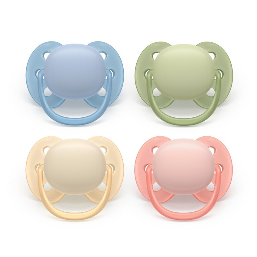 Lot de 2 sucettes silicone 0-6M Ultra Soft unies (lot aléatoire) 