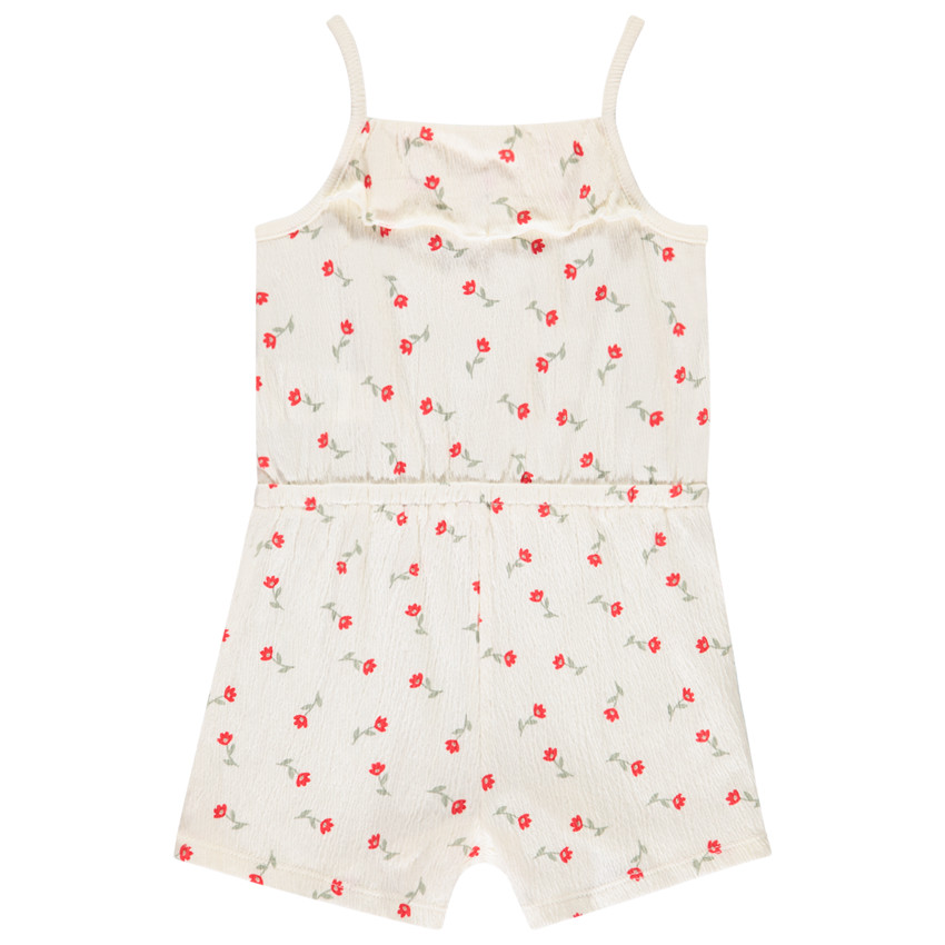 Combinaison courte avec volants et imprimé fleurs pour bébé fille  