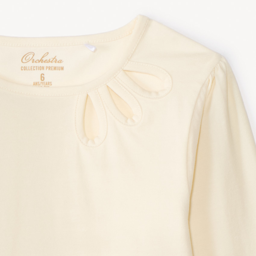 T-shirt manches longues à découpe fantaisie et strass pour fille 