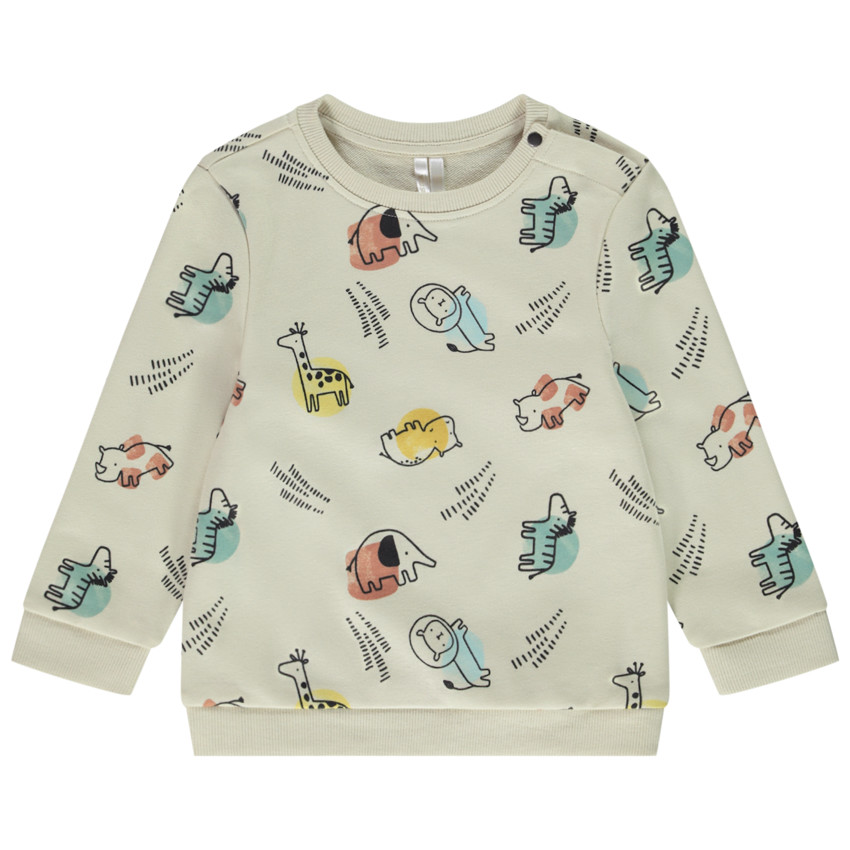 Sweat en molleton imprimé animaux de la savane pour bébé garçon 