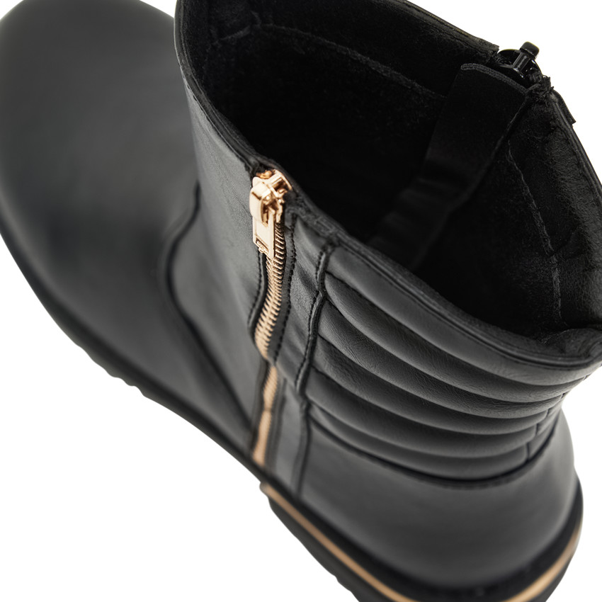 Bottines zippées avec finitions dorées pour fille 