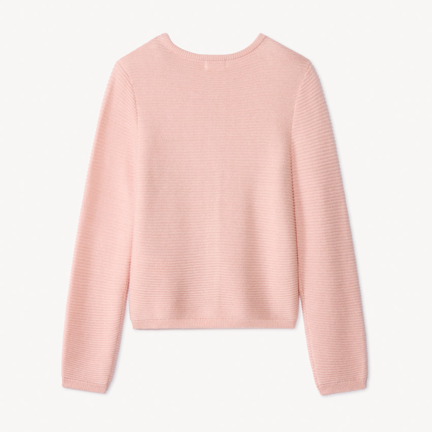 Gilet manches longues en tricot uni pour fille  