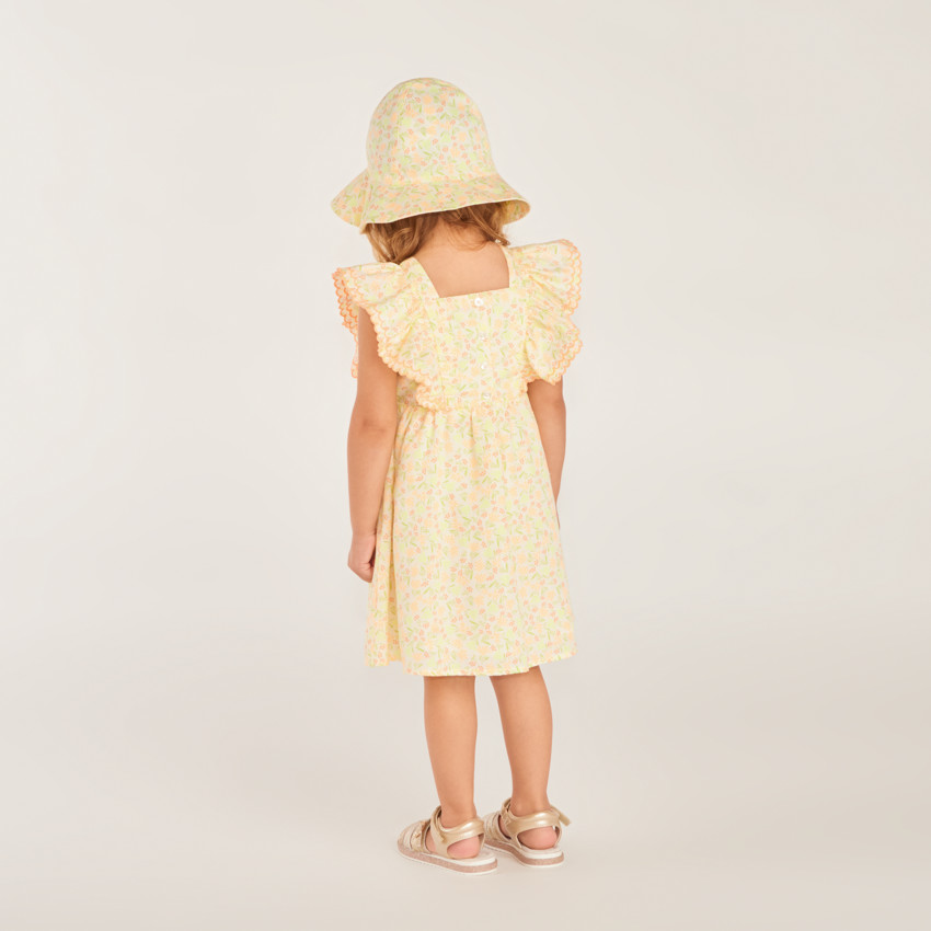 Ensemble 2 pièces robe + charlotte imprimé fleuri pour bébé fille 