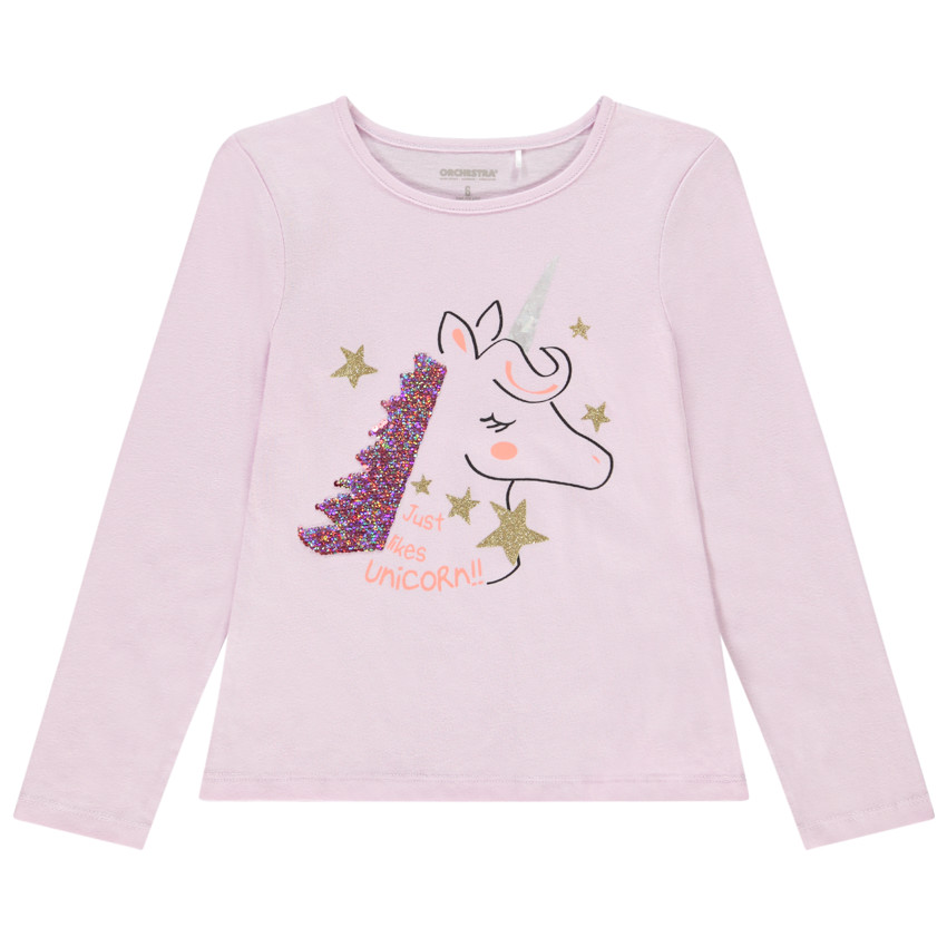 T-shirt manches longues à sequins magiques pour fille