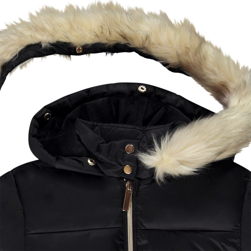 Doudoune longue à capuche en toile pour fille 