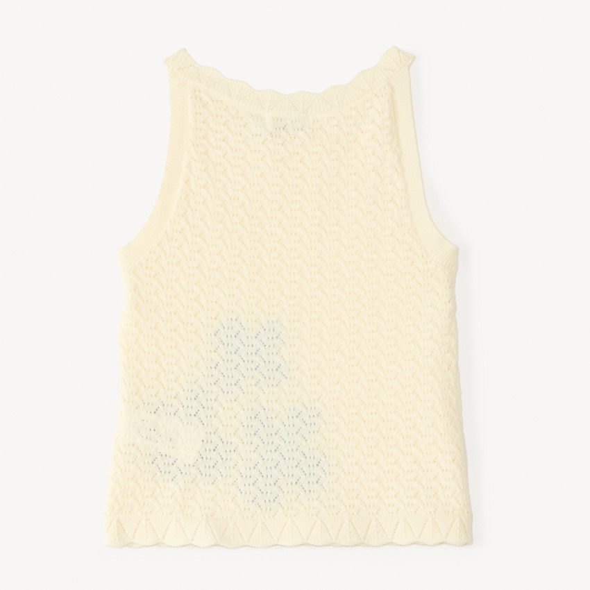 Débardeur en tricot fantaisie avec fleurs brodées pour fille 