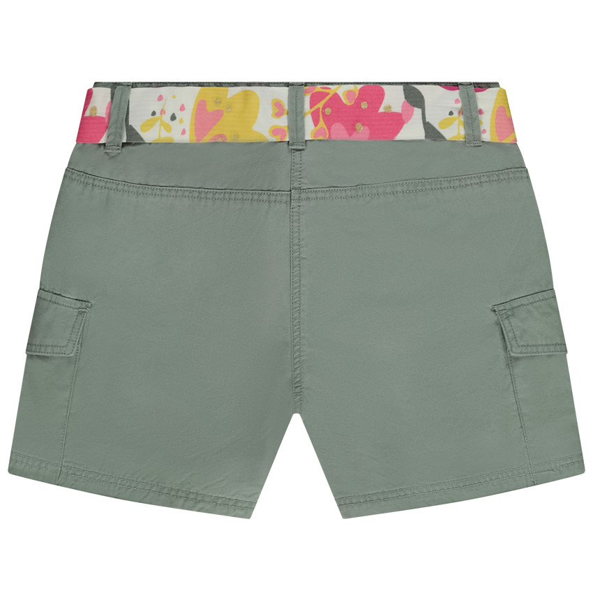 Short avec ceinture à nouer fantaisie + poches plaquées pour fille 