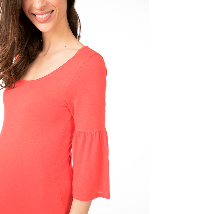 Robe de grossesse unie à manches 3/4 volantées 