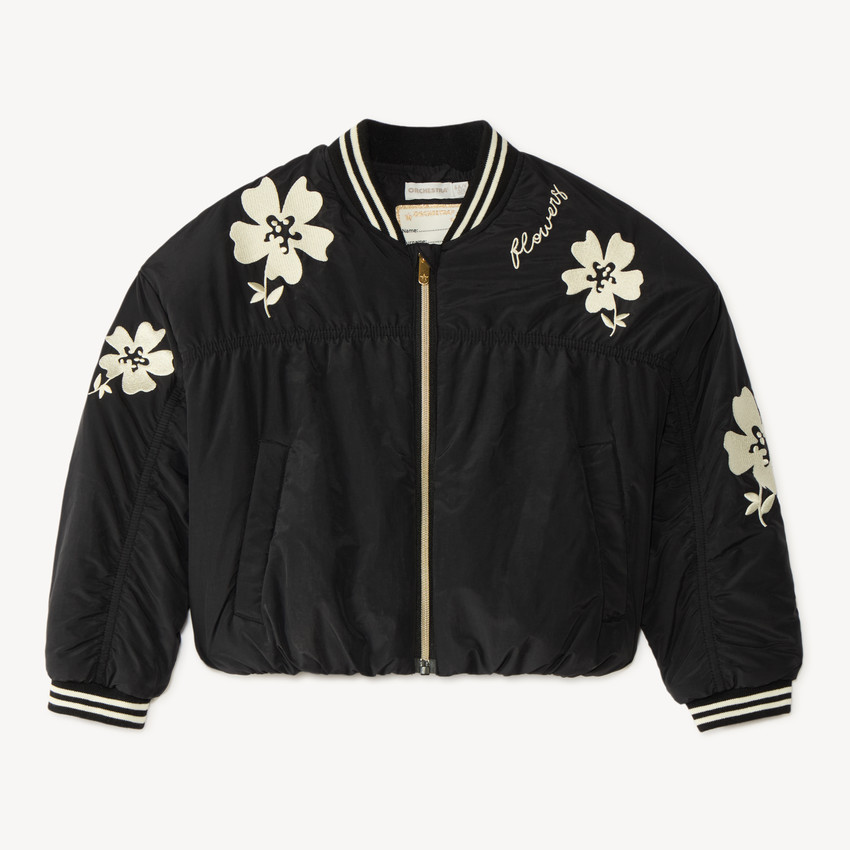 Veste fille en popeline brodée avec des fleurs 