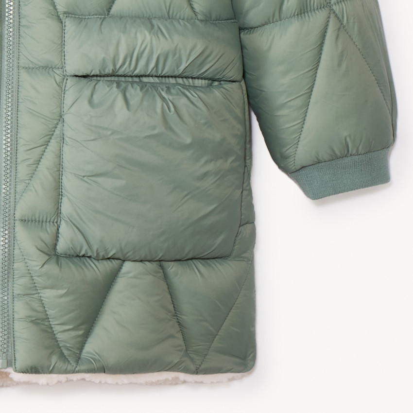 Doudoune longue réversible bi-matière pour fille 