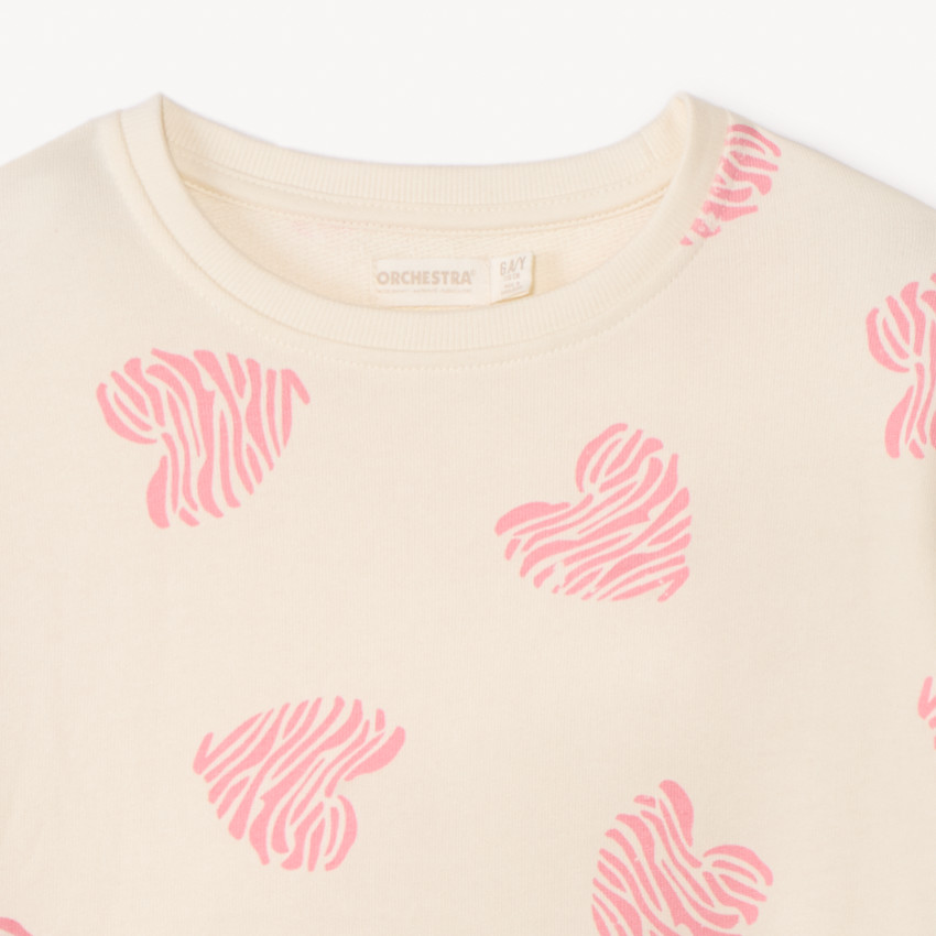 Robe molleton imprimé cœurs pour fille 