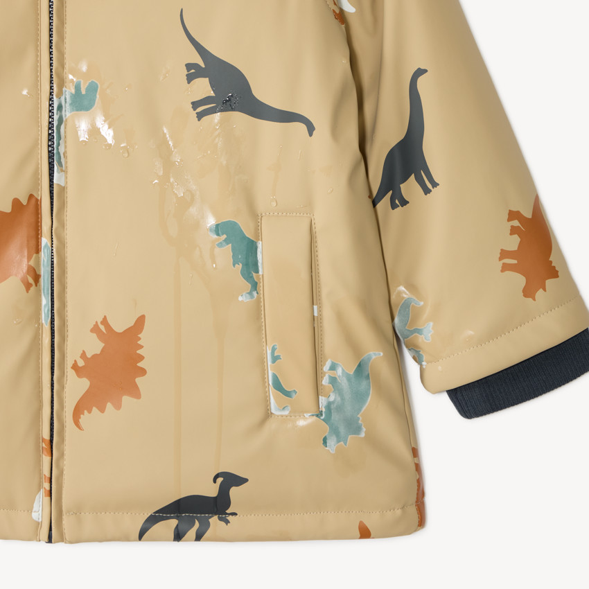 Parka de pluie garçon à capuche et couleurs changeantes 