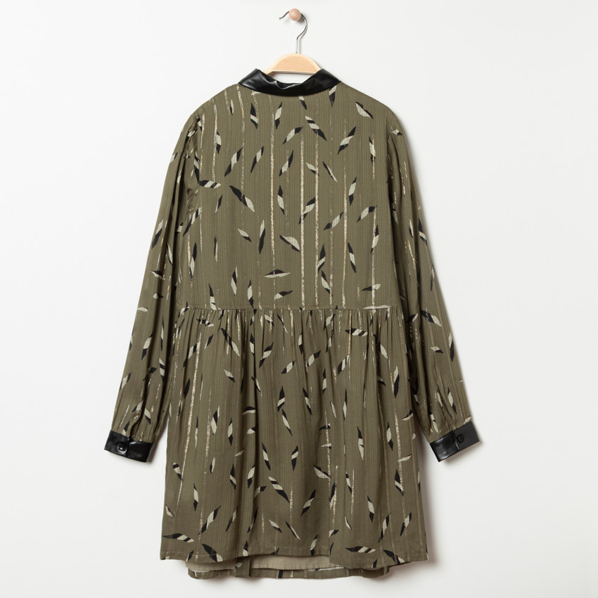 Robe manches longues de grossesse imprimée à détails effet cuir 