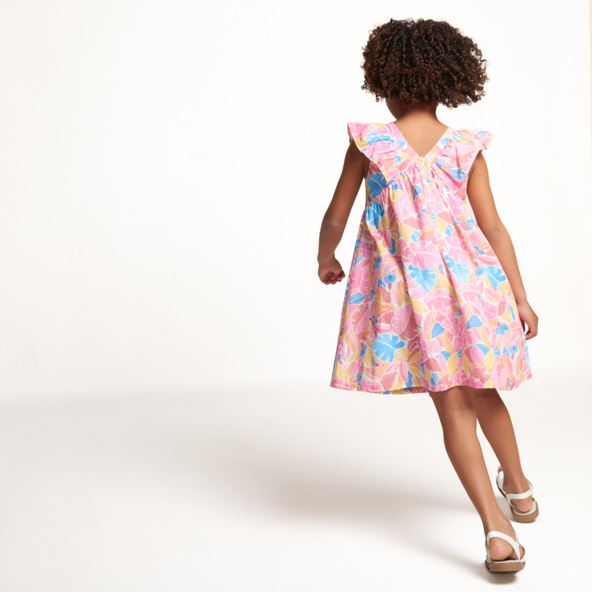 Robe à bretelles volantées imprimé floral pour fille 