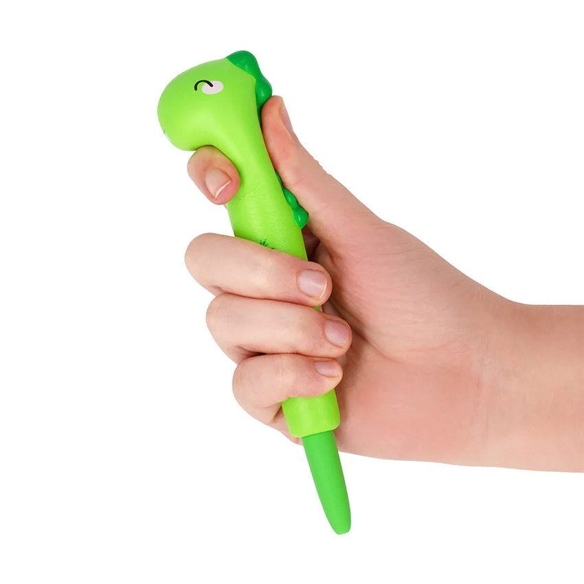 Stylo antistress à encre gel bleue Squeezies Dinosaure 