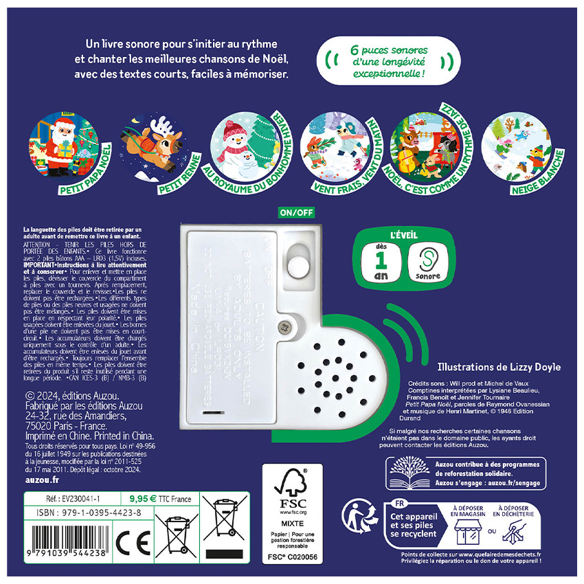 Livre sonore "Mes chansons de Noël" 1an+ 