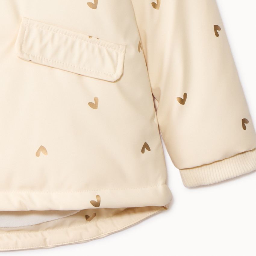 Parka en gomme et velours avec imprimé cœur irisé pour fille 