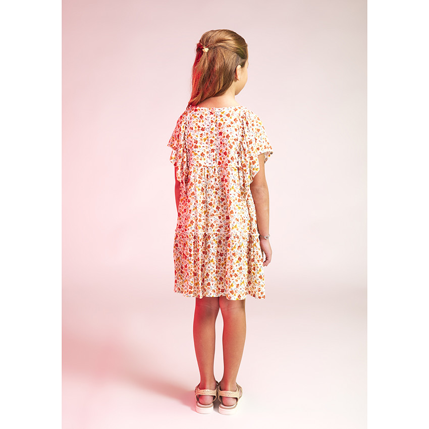Robe manches courtes volantées imprimé floral pour fille 