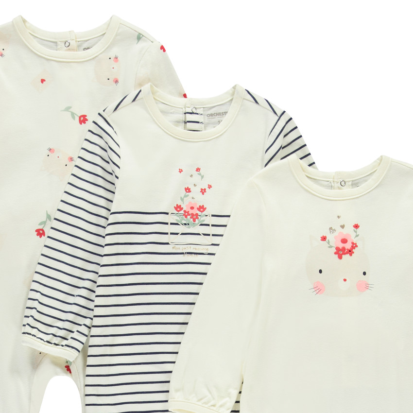 Lot de 3 dors-bien fantaisie pour bébé fille avec ouvertures différentes selon l'âge 