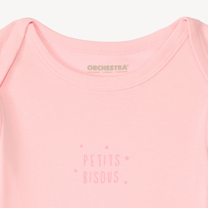 Lot de 5 bodies manches courtes unis print fantaisie pour bébé fille 