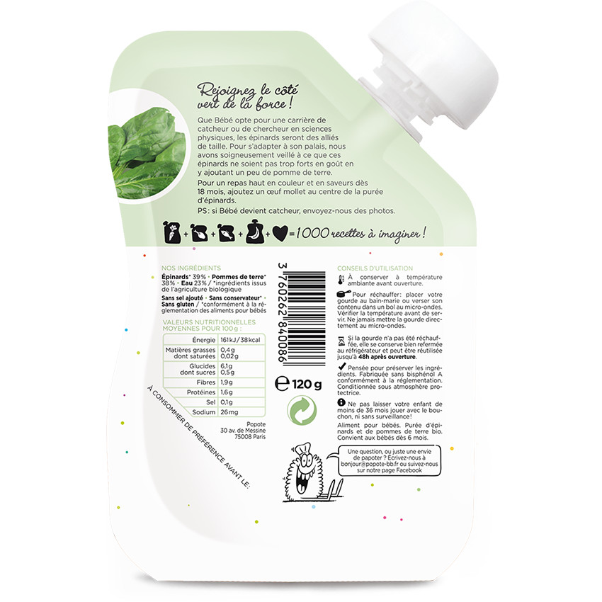 Gourde aux épinards bio - 120g 