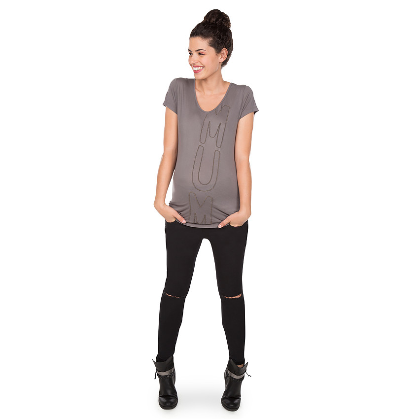 Tee-shirt manches courtes de grossesse avec lettrage brodé 