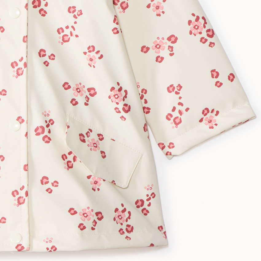 Parka gomme doublée en sherpa imprimé fleuri pour bébé fille 