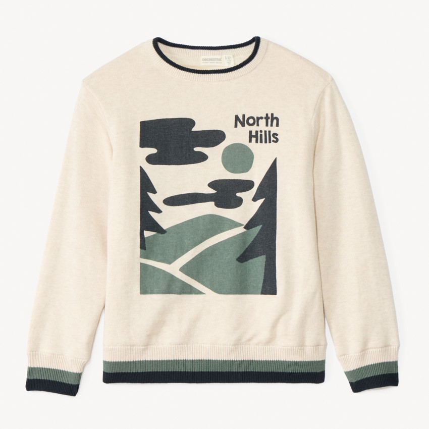 Pull en tricot printé doublé velours pour garçon 