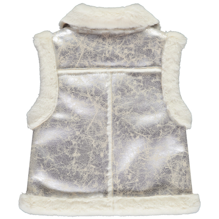 Veste sans manches contrecollée effet fourrure pour fille 