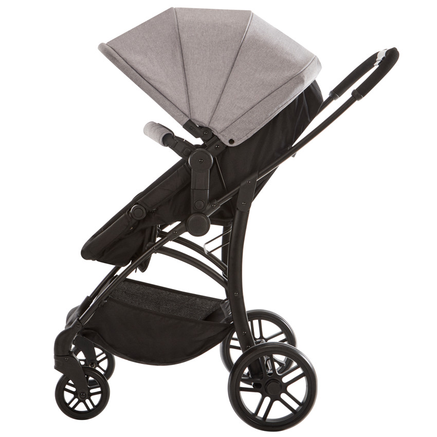 Poussette trio combinée avec siège-auto et couffin gris chiné/noir - Gris (Babycare) - Image 2
