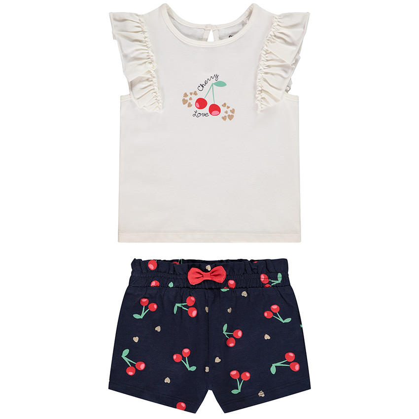 Ensemble 2 pièces en jersey imprimé cerises pour bébé fille 
