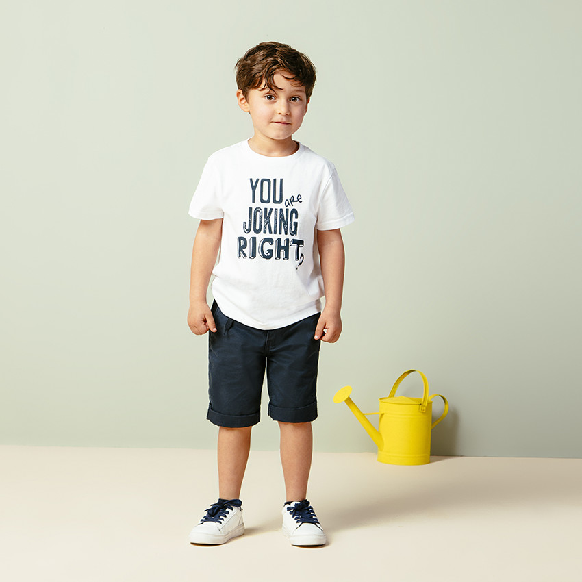 Bermuda en coton uni avec ceinture ajustable 
