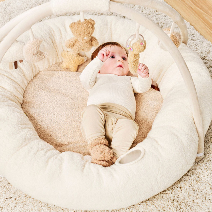 Tapis d'éveil pouf avec arches 90x90cm Teddy Bouclette - Ecru (Nattou) - Image 6
