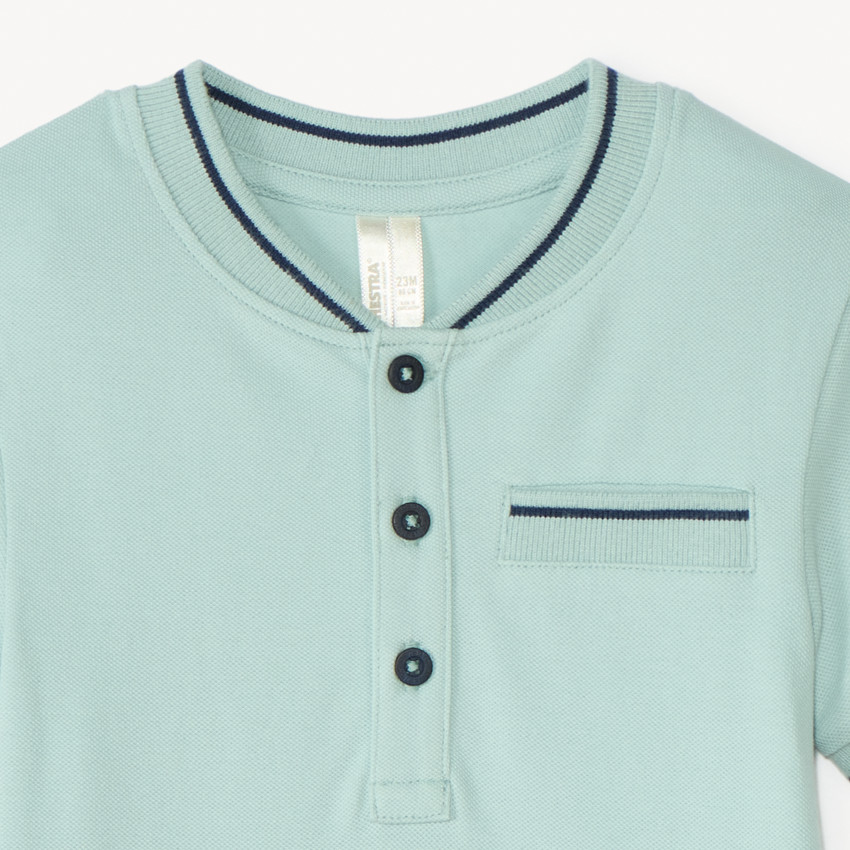 Polo manches courtes uni à col teddy pour bébé garçon 