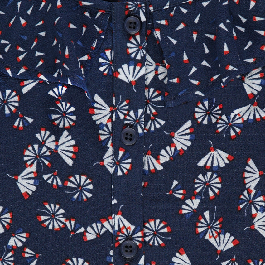 Robe en crêpe imprimée fantaisie à collerette 