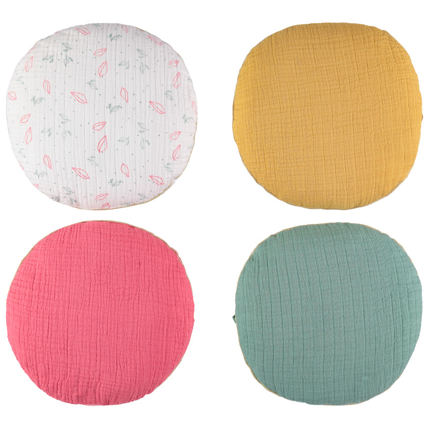 Coussin décoratif rond en tétra modulable en tour de lit ou de parc 