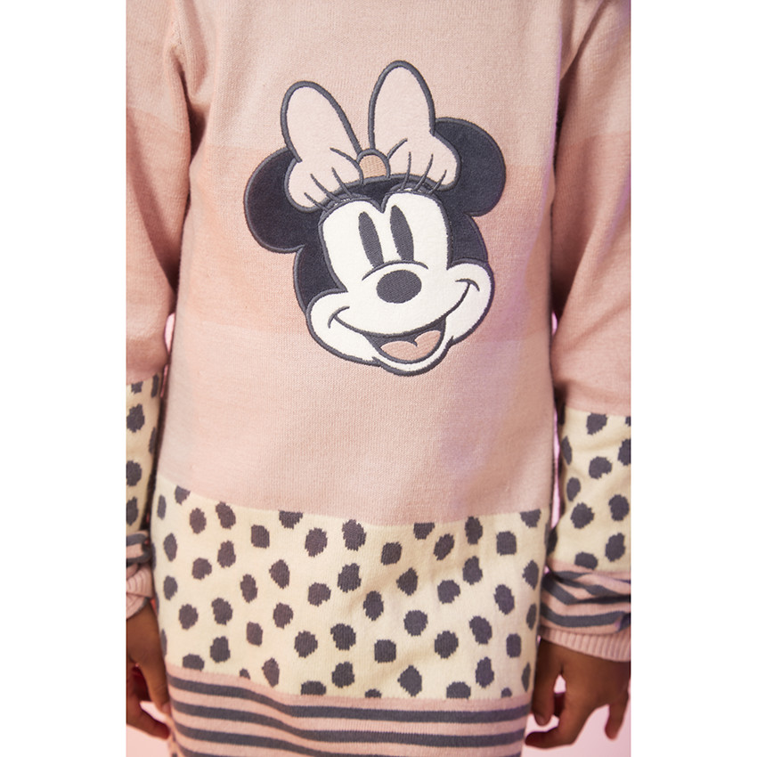 Robe manches longues en tricot patch brodé Minnie Disney pour fille 