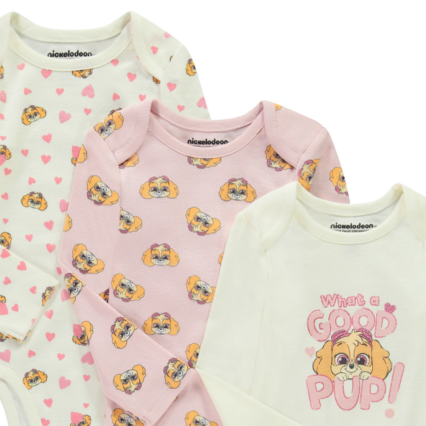 Lot de 3 bodies manches longues Stella Pat'Patrouille pour bébé fille 