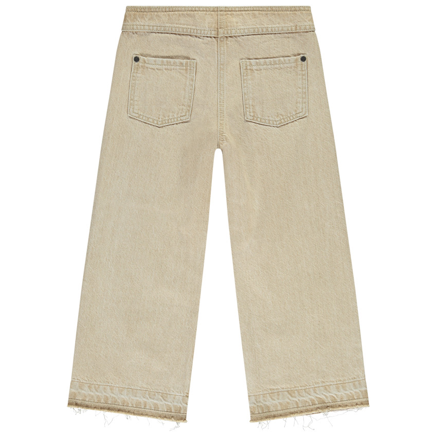 Jean large effet délavé à franges pour fille 