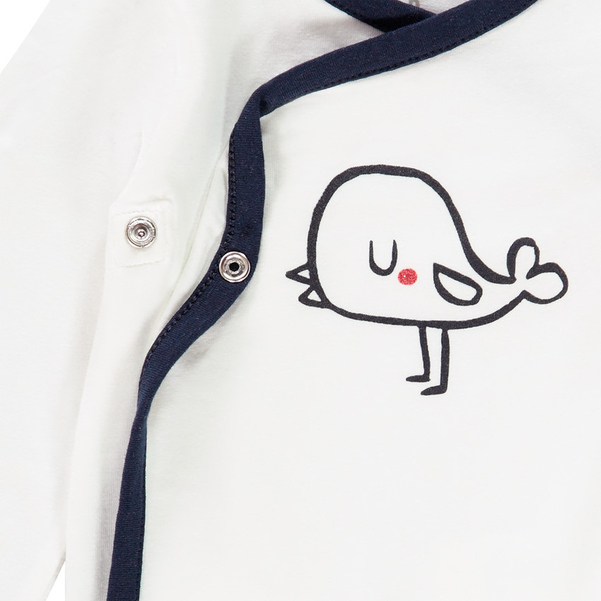 Lot de 7 bodies manches longues en coton print oiseau pour bébé fille 