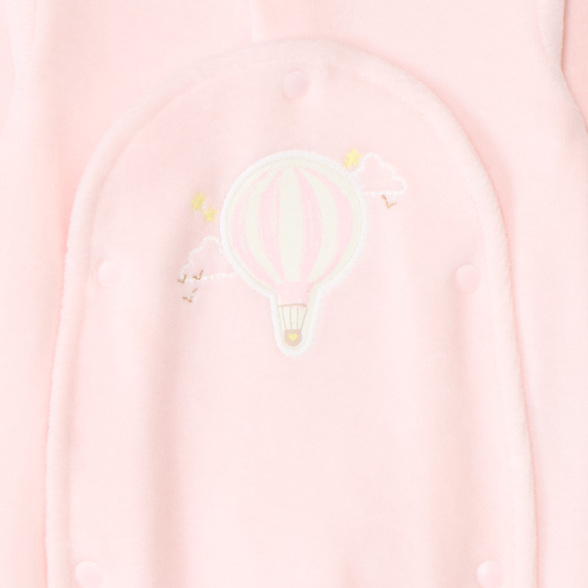 Dors-bien en velours patch montgolfière pour bébé fille prématurée 